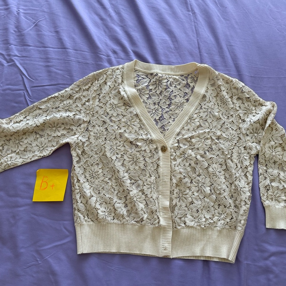 Lace/eyelet Women's Cardigan in Cream color